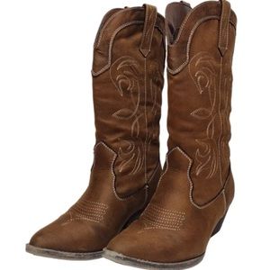 Rampage Valyntina Whiskey Distress Women’s Rodeo Cowboy Western Heeled Boots